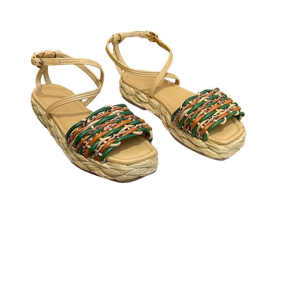 ULLA JOHNSON Ada Woven platform sandals.  Multicolor woven leather.  Size 39 - Picture 2 of 11